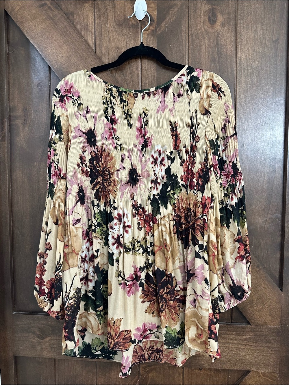 Allison Taylor Cream Tunic with Pink, Green & Brown Floral Print